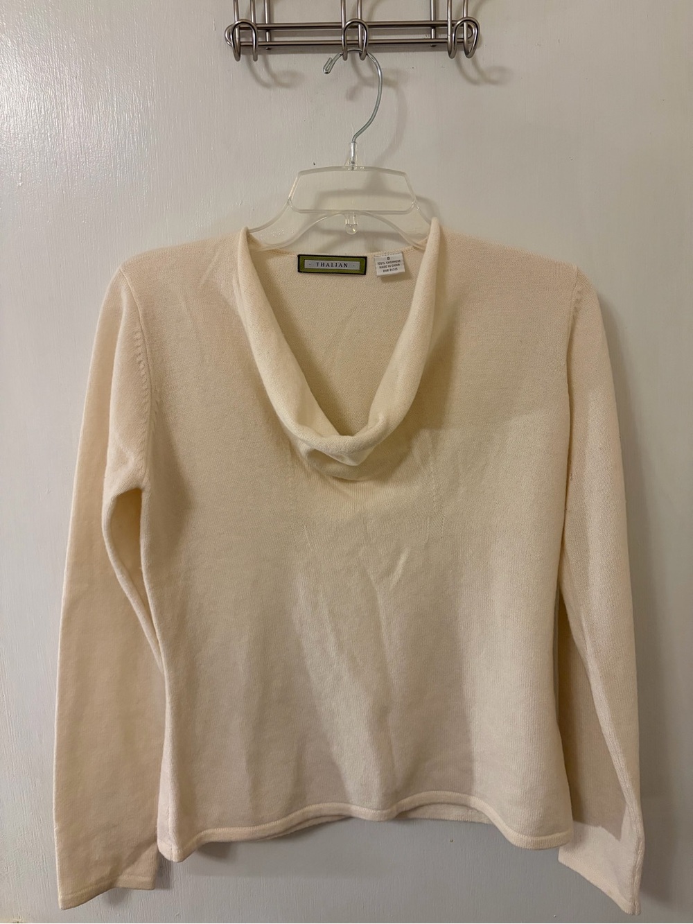 Thalian Cashmere Cowl Neck Sweater in Cream